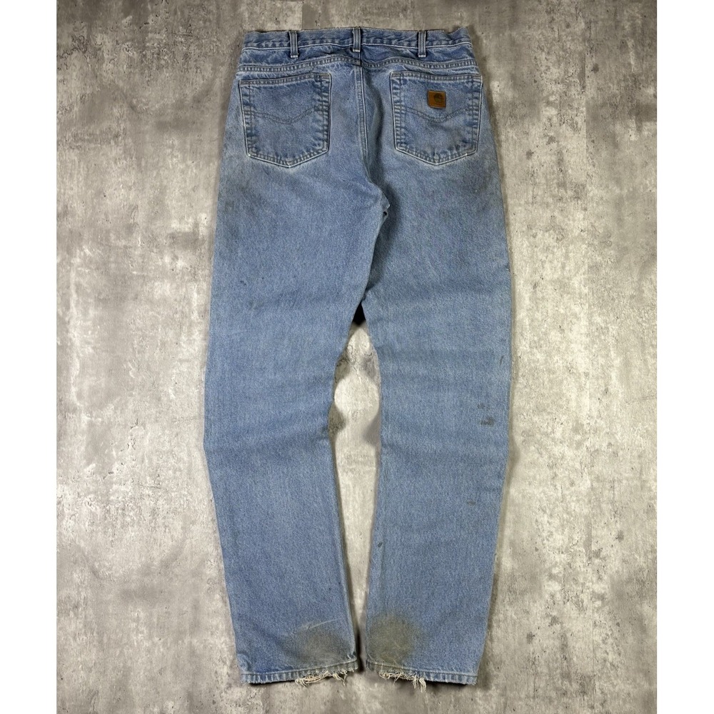Vintage Carhartt B18 STW Jeans Light Blue Straight Leg 34x36 90s USA Workwear